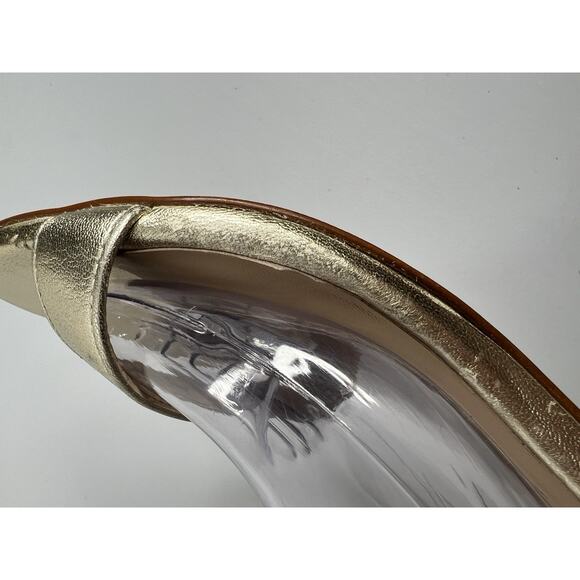 Stuart Weitzman Sandals Nearlynude Faux Pearl-Embellished Heels Gold Size 8.5 - Picture 8 of 11